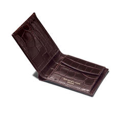 Billfold Coin Wallet in Deep Shine Amazon Brown Croc