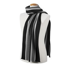 College Stripes Merino Wool Scarf in Black & Grey