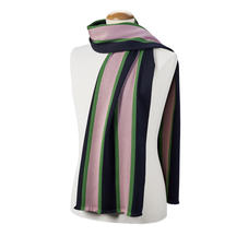 College Stripes Merino Wool Scarf in Midnight Blue & Pink