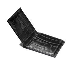 Billfold Coin Wallet in Deep Shine Black Croc