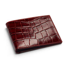 8 Card Billfold Wallet in Deep Shine Amazon Brown Croc & Stone Suede