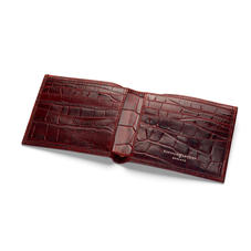 8 Card Billfold Wallet in Deep Shine Amazon Brown Croc & Stone Suede