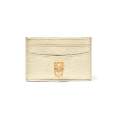 Lion Slim Credit Card Holder in Pale Gold Pebble