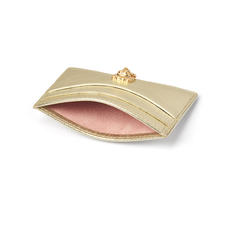 Lion Slim Credit Card Holder in Pale Gold Pebble