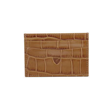 Slim Credit Card Case in Deep Shine Vintage Tan Croc