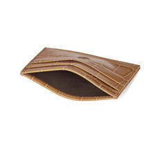 Slim Credit Card Case in Deep Shine Vintage Tan Croc