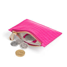Small Essential Flat Pouch in Deep Shine Penelope Pink Small Croc