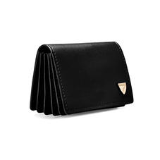 Accordion Zipped Credit Card Holder in Smooth Black