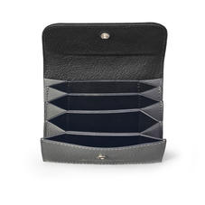 Accordion Credit Card Holder in Black & Grey Goatskin