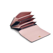 Accordion Zipped Credit Card Holder in Smooth Evergreen, Peony & Black