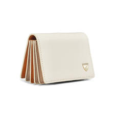 Accordion Zipped Credit Card Holder in Smooth Ivory, Mustard & Soft Taupe