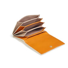 Accordion Zipped Credit Card Holder in Smooth Ivory, Mustard & Soft Taupe