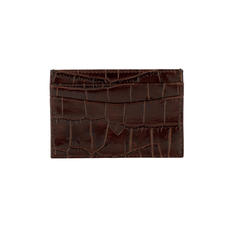 Slim Credit Card Case in Deep Shine Amazon Brown Croc & Stone Suede