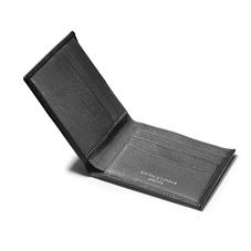 6 Card Billfold Wallet in Black & Grey Goatskin
