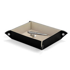 Large Tidy Tray in Smooth Black & Stone Suede