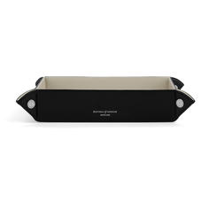 Large Tidy Tray in Smooth Black & Stone Suede
