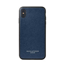 iPhone Xs Case with Black Edge in Navy Saffiano