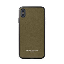iPhone Xs Case with Black Edge in Sage Saffiano