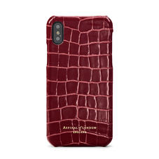 iPhone Xs Case in Bordeaux Patent Croc