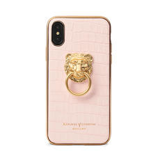 Lion iPhone Xs Case in Deep Shine Shell Pink Small Croc