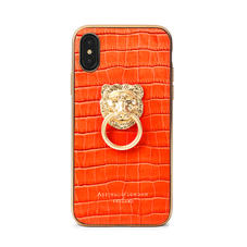 Lion iPhone Xs Case in Deep Shine Orange Small Croc