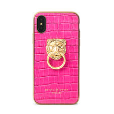 Lion iPhone Xs Case in Deep Shine Penelope Pink Small Croc