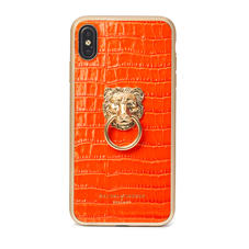 Lion iPhone Xs Max Case in Deep Shine Orange Small Croc