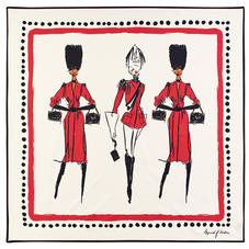 Guard Girls Pure Silk Scarf in Ivory Saffiano