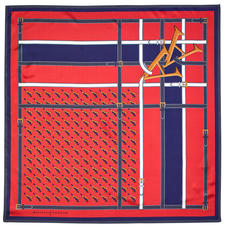 Alphabet ‘A’ Silk Scarf in Red & Navy