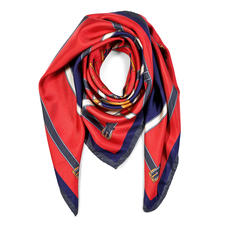 Alphabet ‘A’ Silk Scarf in Red & Navy