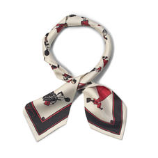 Guard Girls Pure Silk Neck Bow Scarf in Ivory Saffiano