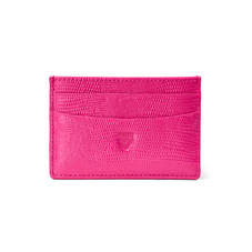 Slim Credit Card Holder in Penelope Pink Silk Lizard