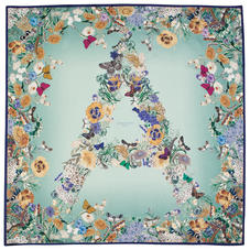 Ombre 'A' Floral Silk Scarf in Peppermint