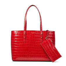 Regent Tote in Deep Shine Red Croc