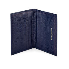 Double Fold Credit Card Case in Midnight Blue Lizard