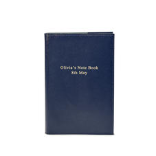 Pocket Refillable Leather Journal in Navy Saffiano
