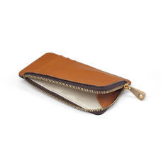 Zipped Coin & Card Holder in Smooth Tan
