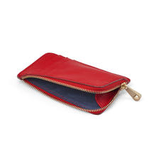 Zipped Coin & Card Holder in Scarlet Saffiano