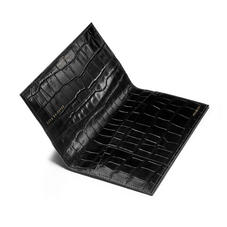 Slim Travel Wallet in Deep Shine Black Croc
