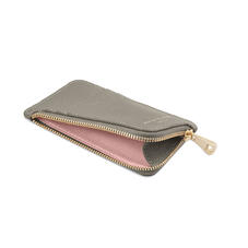 Zipped Coin & Card Holder in Warm Grey Pebble