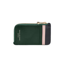 Zipped Coin & Card Holder in Smooth Evergreen, Peony & Black