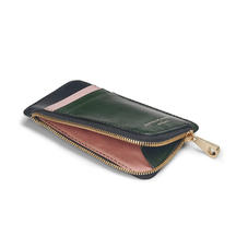 Zipped Coin & Card Holder in Smooth Evergreen, Peony & Black