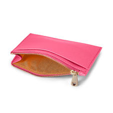 Double Sided Zipped Card & Coin Holder in Bright Pink Saffiano