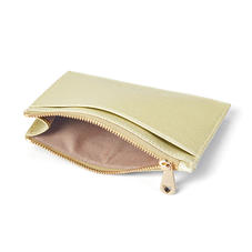 Double Sided Zipped Card & Coin Holder in Gold Saffiano
