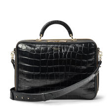 London Document Case in Deep Shine Black Soft Croc