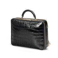 London Document Case in Deep Shine Black Soft Croc