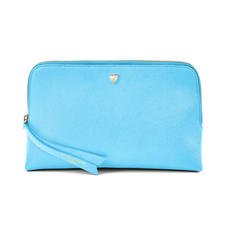 Large Essential Cosmetic Case in Bright Blue Saffiano