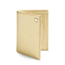 Credit Card Wallet with Notes Pocket in Gold Saffiano