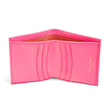 Credit Card Wallet with Notes Pocket in Bright Pink Saffiano