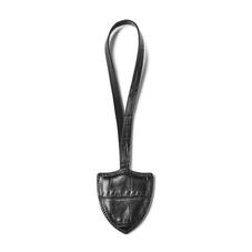 Insignia Leather Charm Key Ring in Deep Shine Black Soft Croc